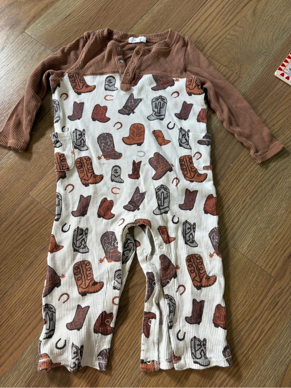 Angel Dear Western Cowboy Boot Waffle One-Piece